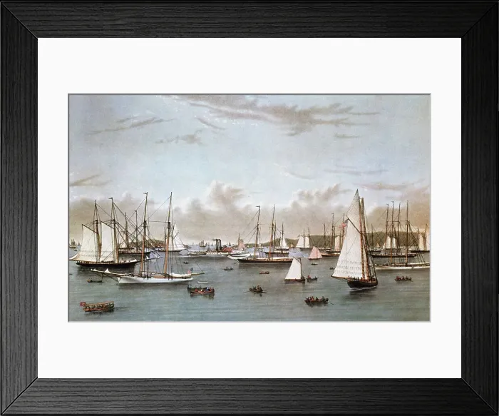 Framed Print : The Yacht Squadron (Newport) by Currier & Ives