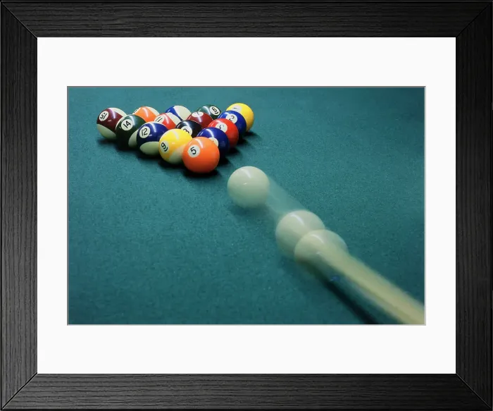Framed Print : High angle view of pool balls on a pool table Framed Print : High angle view of pool balls on a pool table