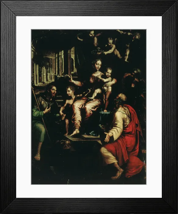 Framed Print : Madonna and Saints by Romano Framed Print : Madonna and Saints by Romano