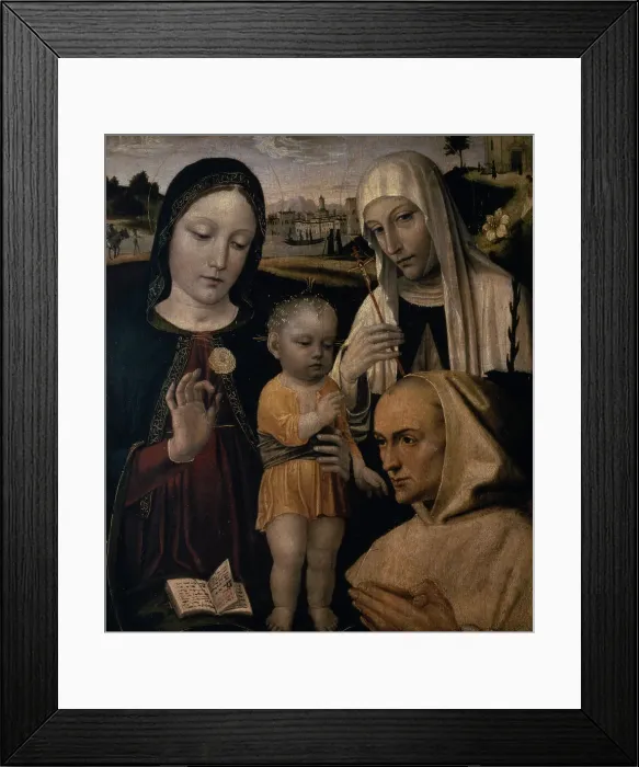 Framed Print : Madonna and Child with Blessed Stephen by Ambrogio da Fossano Framed Print : Madonna and Child with Blessed Stephen by Ambrogio da Fossano