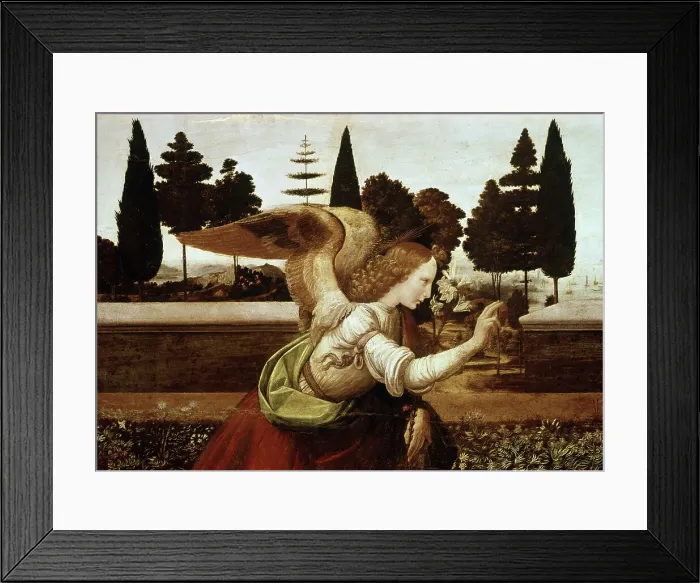 Framed Print : The Annunciation-Detail #1 c.1459 Leonardo da Vinci (1452-1519 Italian) Oil On Wood Panel Muse du Louvre Framed Print : The Annunciation-Detail #1 c.1459 Leonardo da Vinci (1452-1519 Italian) Oil On Wood Panel Muse du Louvre