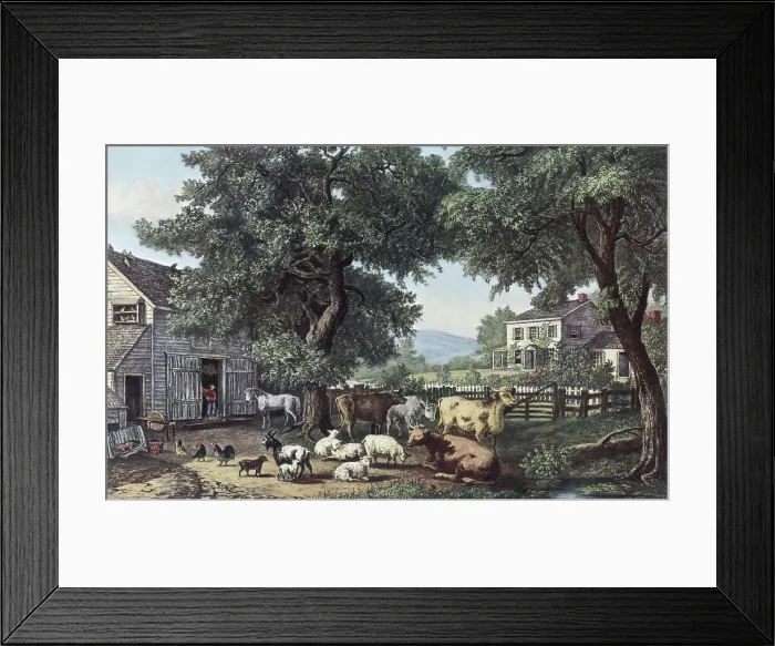 Framed Print : The Old Homestead Currier & Ives (1834-1907 American)