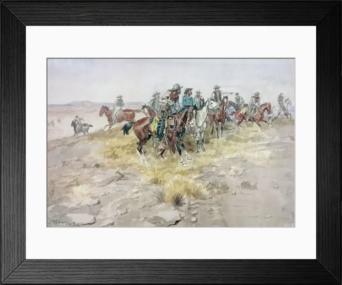 Framed Print : Title Unknown (Cowboys) Charles Marion Russell (1864-1926 American) Framed Print : Title Unknown (Cowboys) Charles Marion Russell (1864-1926 American)