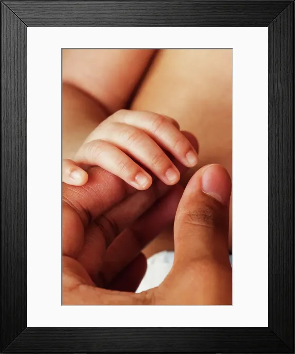 Framed Print : BLD013406. Close up of baby's hand holding adult's hand Framed Print : BLD013406. Close up of baby's hand holding adult's hand