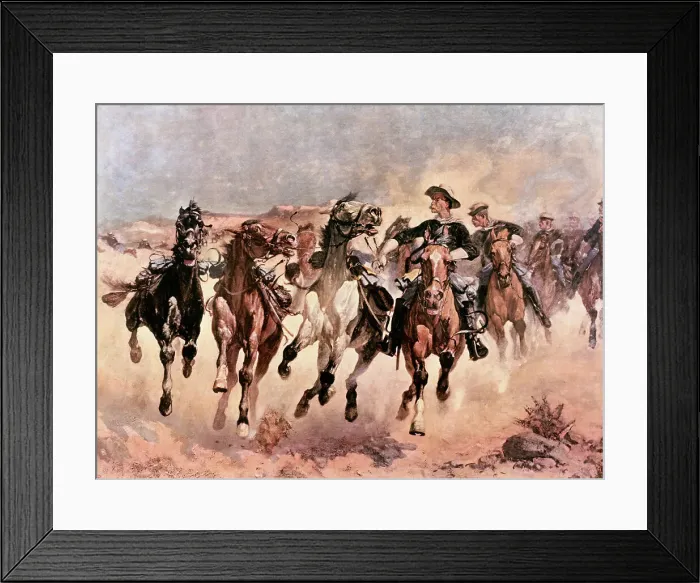 Framed Print : Dismounted: The 4th Troopers Moving by Remington