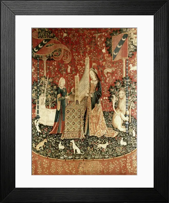 Framed Print : Lady & the Unicorn- Sense of Hearing Framed Print : Lady & the Unicorn- Sense of Hearing