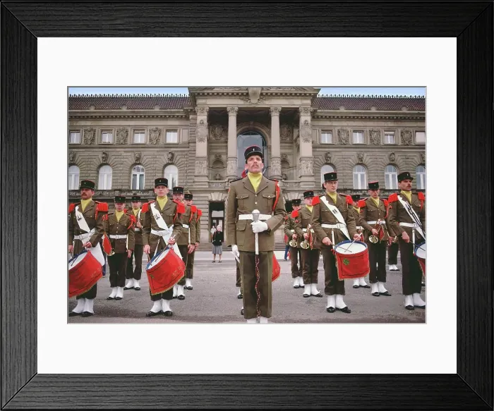 Framed Print : Soldiers of The 153rd Infantry Regiment in uniforms with military band Framed Print : Soldiers of The 153rd Infantry Regiment in uniforms with military band