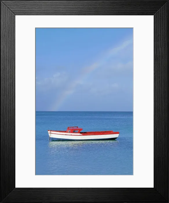 Framed Print : Boat in the ocean, Antigua And Barbuda Framed Print : Boat in the ocean, Antigua And Barbuda