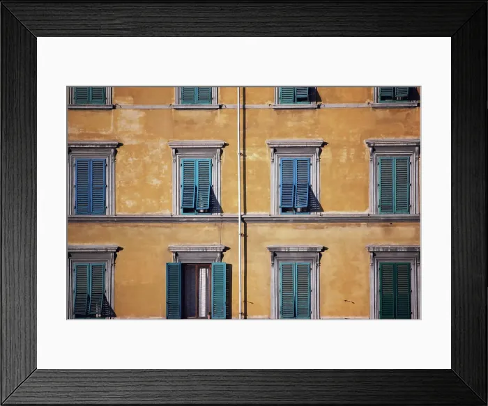 Framed Print : Architectural details of windows with shutters Framed Print : Architectural details of windows with shutters