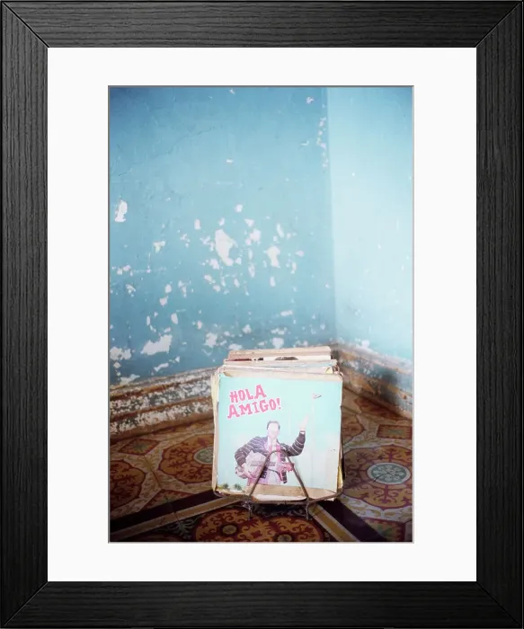 Framed Print : LP records in a corner of room with paint peeling walls Framed Print : LP records in a corner of room with paint peeling walls