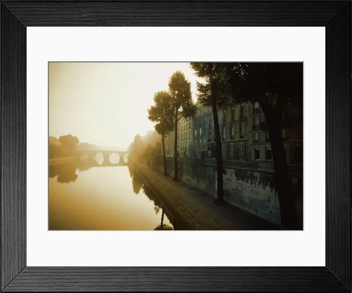 Framed Print : Early morning fog along the Seine River