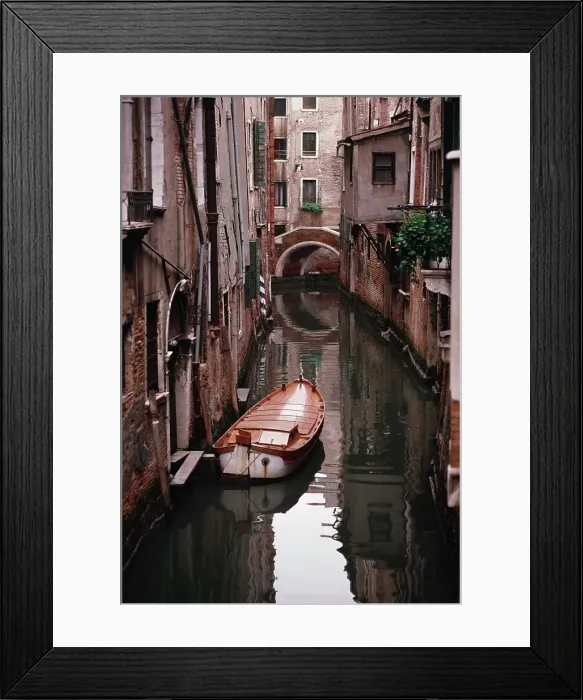 Framed Print : Boat moored at a canal, Venice, Italy Framed Print : Boat moored at a canal, Venice, Italy