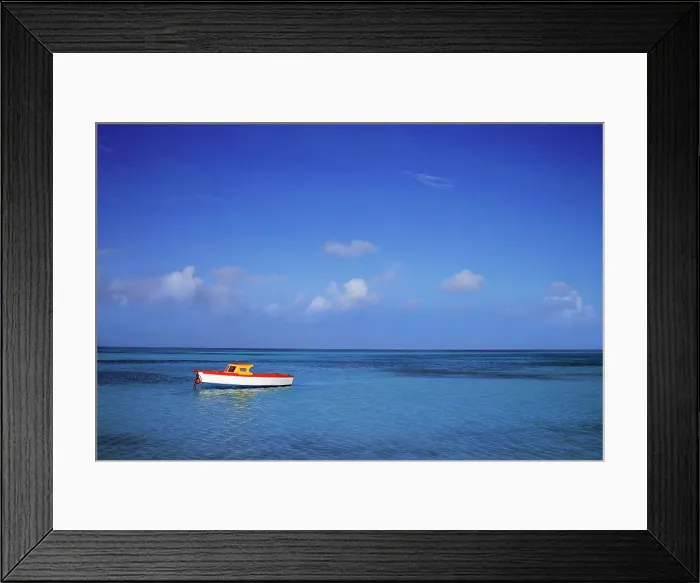 Framed Print : Boat in the ocean, Antigua And Barbuda