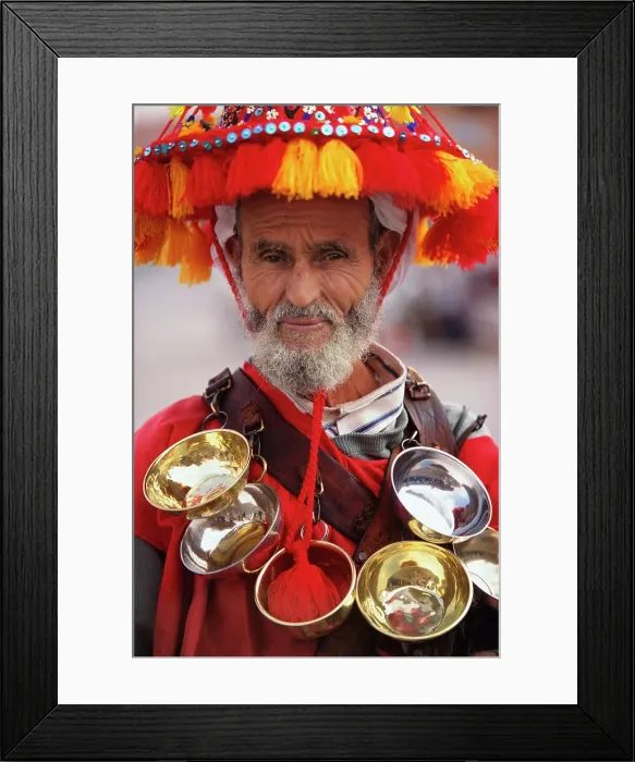 Framed Print : Portrait of a street vendor, Marrakesh, Morocco Framed Print : Portrait of a street vendor, Marrakesh, Morocco