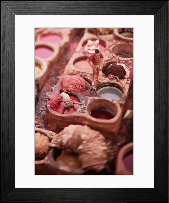 Framed Print : Two men working in tannery, Fez, Morocco