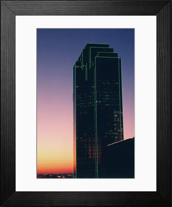 Framed Print : Bank of America Building lit up at dusk Framed Print : Bank of America Building lit up at dusk