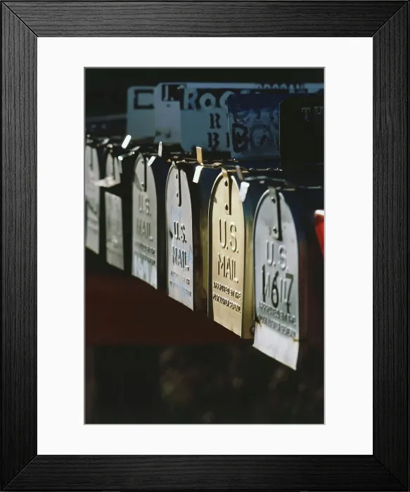 Framed Print : Row of several mail boxes, Beaver Framed Print : Row of several mail boxes, Beaver