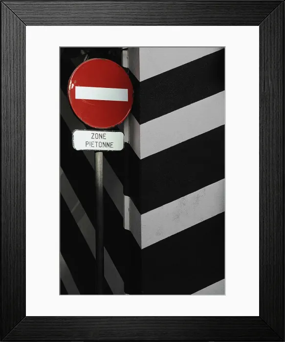 Framed Print : Pedestrian zone street sign, Nice Framed Print : Pedestrian zone street sign, Nice
