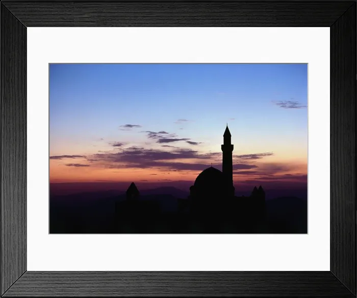Framed Print : Silhouette of a mosque at dusk Framed Print : Silhouette of a mosque at dusk