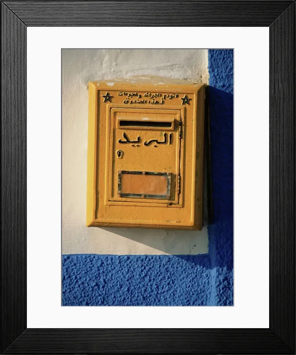 Framed Print : Close-up of a mailbox, Essaouira, Morocco Framed Print : Close-up of a mailbox, Essaouira, Morocco