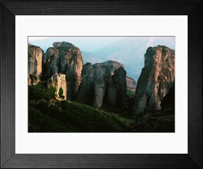 Framed Print : Monastery on a cliff, Rousanou Monastery Framed Print : Monastery on a cliff, Rousanou Monastery