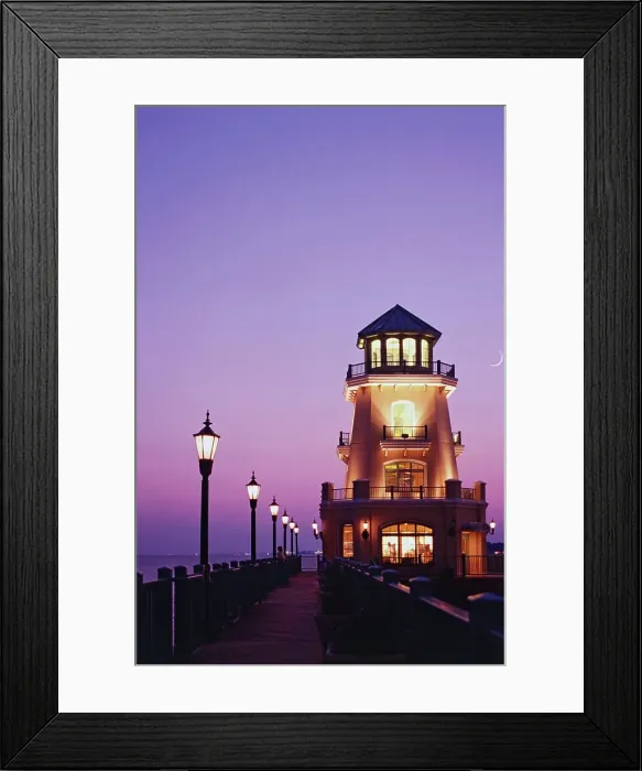 Framed Print : Lighthouse and pier in the sea Framed Print : Lighthouse and pier in the sea