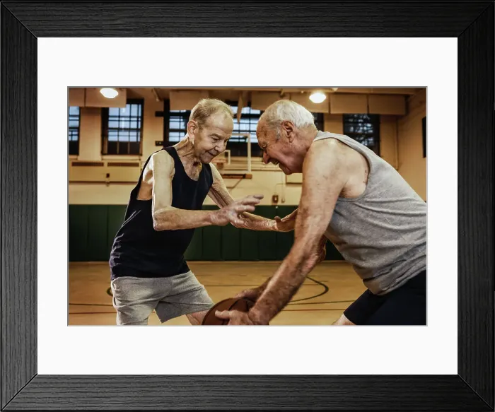 Framed Print : BLD016438. Elderly men playing basketball Framed Print : BLD016438. Elderly men playing basketball