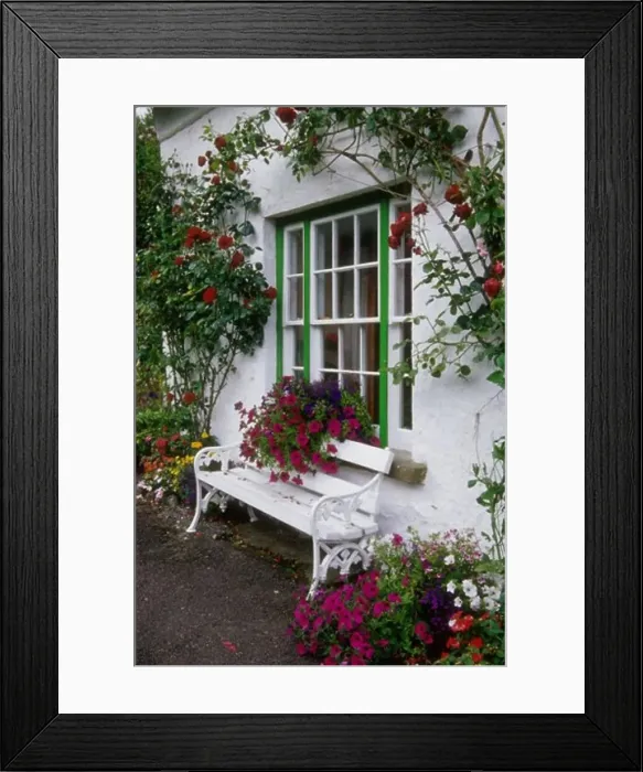 Framed Print : Bench in front of a window, Stradbally, County Laois, Ireland Framed Print : Bench in front of a window, Stradbally, County Laois, Ireland