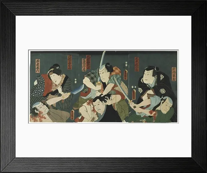 Framed Print : Scene from Kabuki theatre performance by Utagawa Kunisada, 1786-1864, colored woodblock print Framed Print : Scene from Kabuki theatre performance by Utagawa Kunisada, 1786-1864, colored woodblock print
