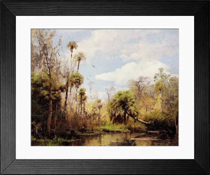 Framed Print : Florida Palms. Hermann Herzog (1832-1932). Oil on canvas. 36.5 x 45cm