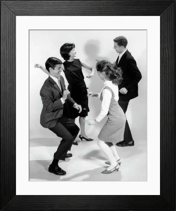 Framed Print : 1960S Pair Of Young Teenage Couples Dancing The Twist Framed Print : 1960S Pair Of Young Teenage Couples Dancing The Twist