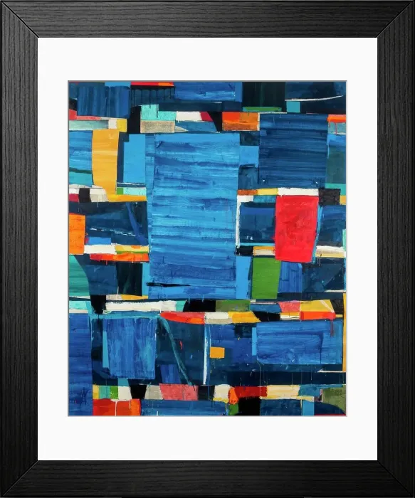 Framed Print : Blocks of color in acrylic paint on paper stack on top of each other in a random composition featuring various shades Framed Print : Blocks of color in acrylic paint on paper stack on top of each other in a random composition featuring various shades