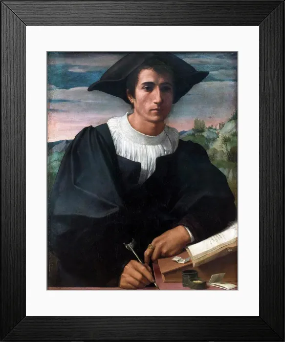 Framed Print : Portrait of a young man. (Matteo Sofferoni). 1522. ( Franciabigio; 1482 - Florence 1525) Framed Print : Portrait of a young man. (Matteo Sofferoni). 1522. ( Franciabigio; 1482 - Florence 1525)
