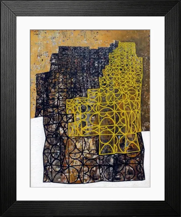 Framed Print : Anwar Jalal Shemza 1928-1985, The wall 1958-1985, Oil on board Framed Print : Anwar Jalal Shemza 1928-1985, The wall 1958-1985, Oil on board