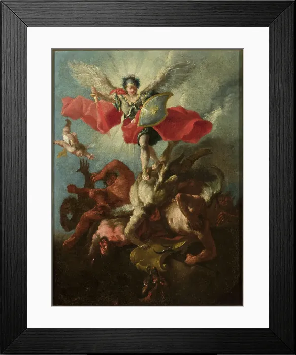 Framed Print : St. Michael Archangel hurls the rebellious angels down to the abyss (Revelation 12:7-9). unknown, painter Framed Print : St. Michael Archangel hurls the rebellious angels down to the abyss (Revelation 12:7-9). unknown, painter