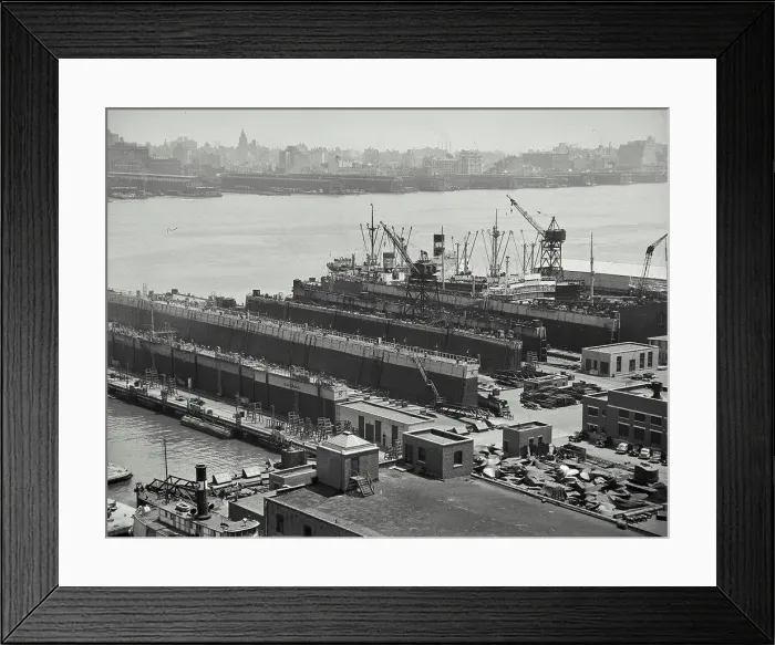 Framed Print : Vintage photograph. Todd shipyard, Hoboken, N. J Framed Print : Vintage photograph. Todd shipyard, Hoboken, N. J