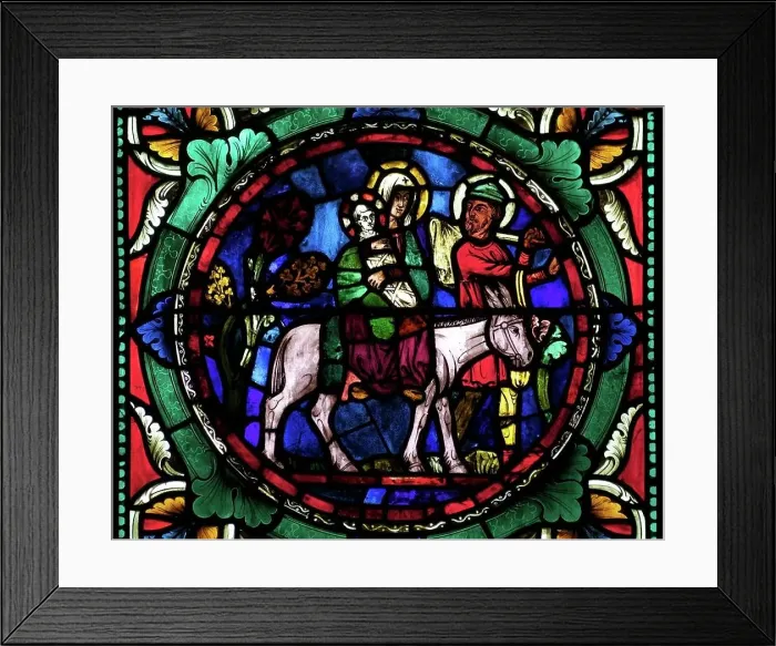 Framed Print : Medieval stained glass depicting Mary