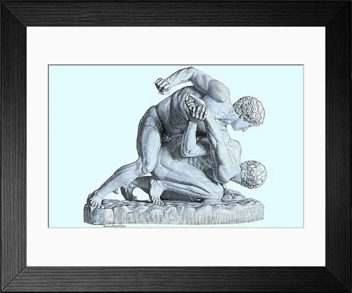Framed Print : Sculpture, digital improved reproduction of an original print 1880 depicting a group of wrestlers Framed Print : Sculpture, digital improved reproduction of an original print 1880 depicting a group of wrestlers