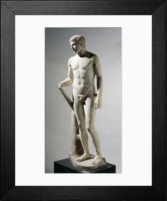 Framed Print : Statue of an Athlete, 1-100. Italy, Roman, 1st Century. Marble; overall: 173.9 cm (68 7 / 16 in.)