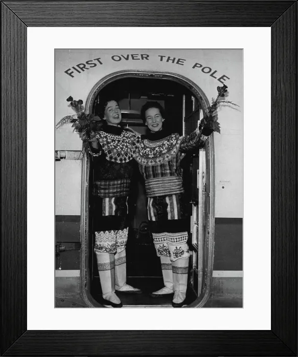 Framed Print : Anniversary of Polar Flights Stewardesses of the Scandinavian Air Service plane arriving at Frankfurt Framed Print : Anniversary of Polar Flights Stewardesses of the Scandinavian Air Service plane arriving at Frankfurt