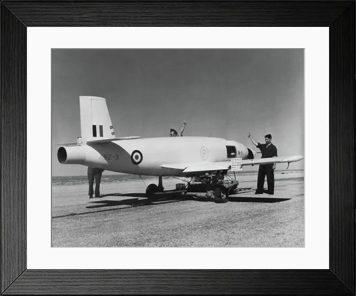 Framed Print : A ground crew gives the thumbs up (she's ready) sign to ***** a Jindivik pilotless Framed Print : A ground crew gives the thumbs up (she's ready) sign to ***** a Jindivik pilotless