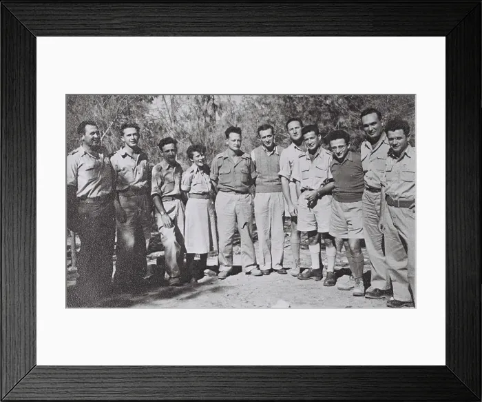 Framed Print : Palmach (Jewish underground fighters in Palestine) leaders including Yigal Allon and Yitzhak Rabin 1948