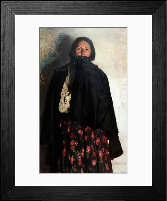 Framed Print : Painting titled A Peasant Woman Covering her Mouth with a Svitka by Filipp Malyavin