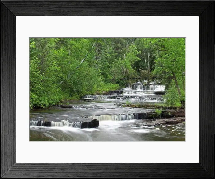 Framed Print : cascading falls along a creek, thunder bay, ontario, canada