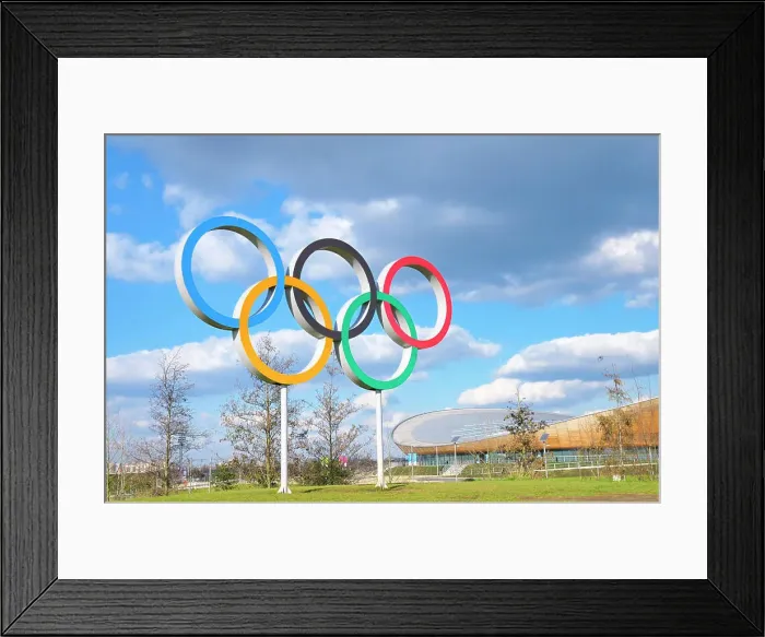 Framed Print : Olympic Rings and Lee Valley VeloPark at the Queen Elizabeth Olympic Park in Stratford in east London Framed Print : Olympic Rings and Lee Valley VeloPark at the Queen Elizabeth Olympic Park in Stratford in east London