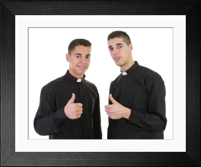 Framed Print : Two priests with a thumbs up sign Framed Print : Two priests with a thumbs up sign
