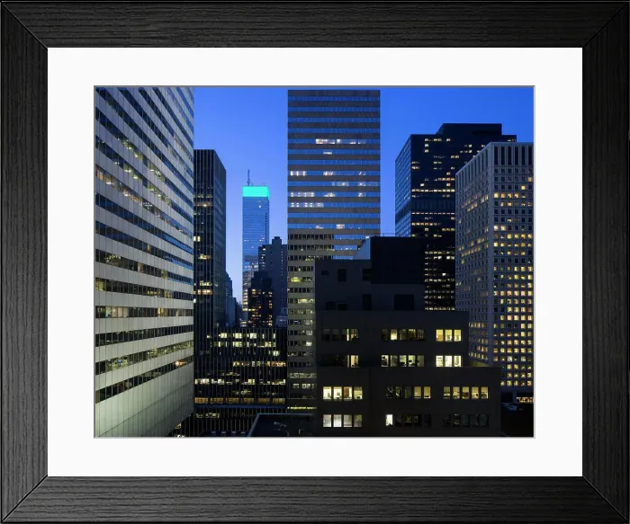 Framed Print : Dusk view of New York skyline. New York Cityscapes 2017, New York City, United States. Architect: various, 2017 Framed Print : Dusk view of New York skyline. New York Cityscapes 2017, New York City, United States. Architect: various, 2017