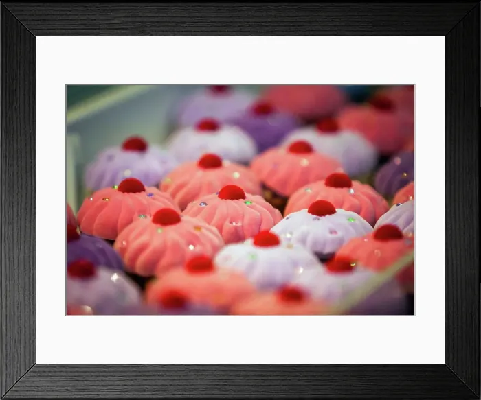 Framed Print : Pink and white artificial Cupcakes toys for kids Framed Print : Pink and white artificial Cupcakes toys for kids