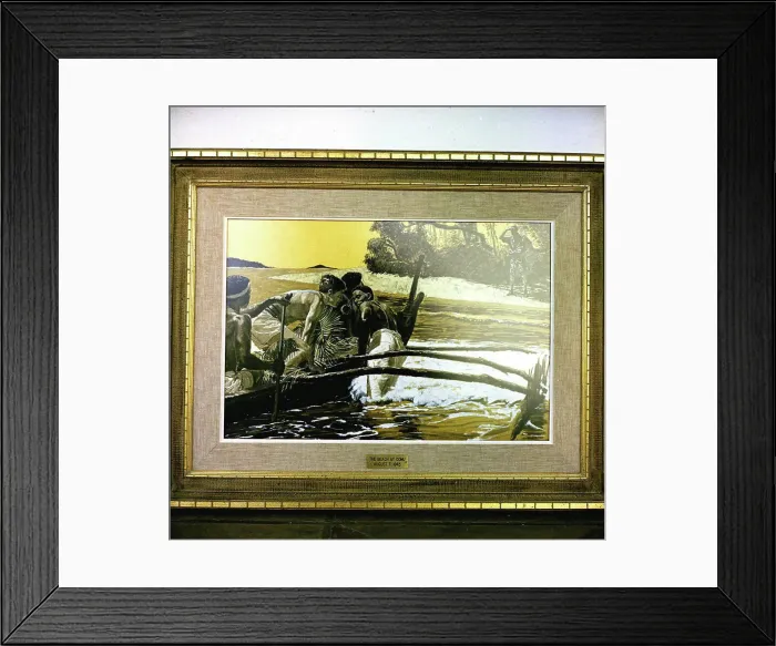 Framed Print : Painting depicting President Kennedy's World War II (WWII) rescue in the South Pacific