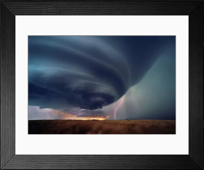 Framed Print : Cloud To Ground Lightning During a Sunset Supercell Thunderstorm Framed Print : Cloud To Ground Lightning During a Sunset Supercell Thunderstorm